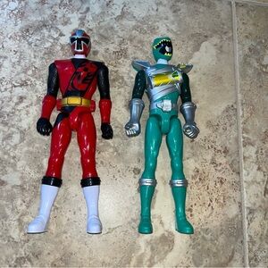 Power rangers green Dino charge red super ninja steel 12” action figures lot